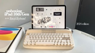 ipad 10th Gen unboxing 2024 (silver) + Yunzii Keyboard 🎀🐇 set up, accessories & camera test! ✧.*