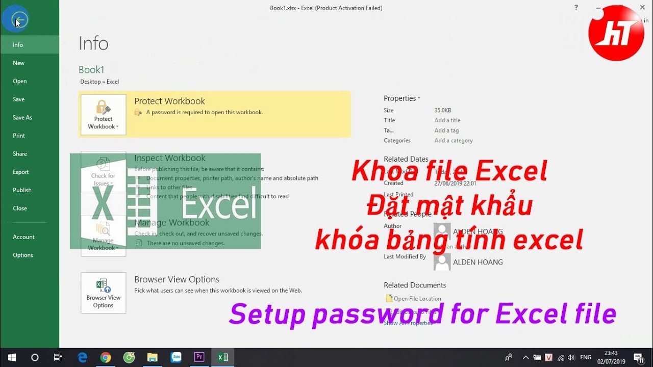 ลืมรหัส excel 2013 New Đặt mật khẩu khóa bảng tính excel - khóa file excel - Setup password for excel file