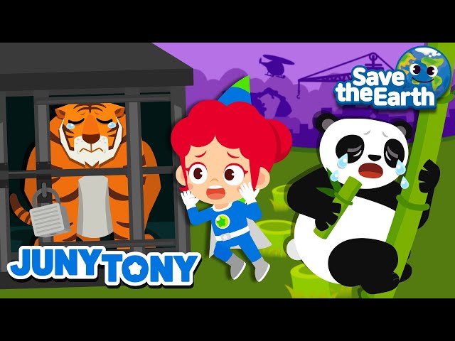 Let’s Protect the Endangered Animals🦁🐼 | Save the Earth🌎 | Green Earth Songs for Kids | JunyTony class=