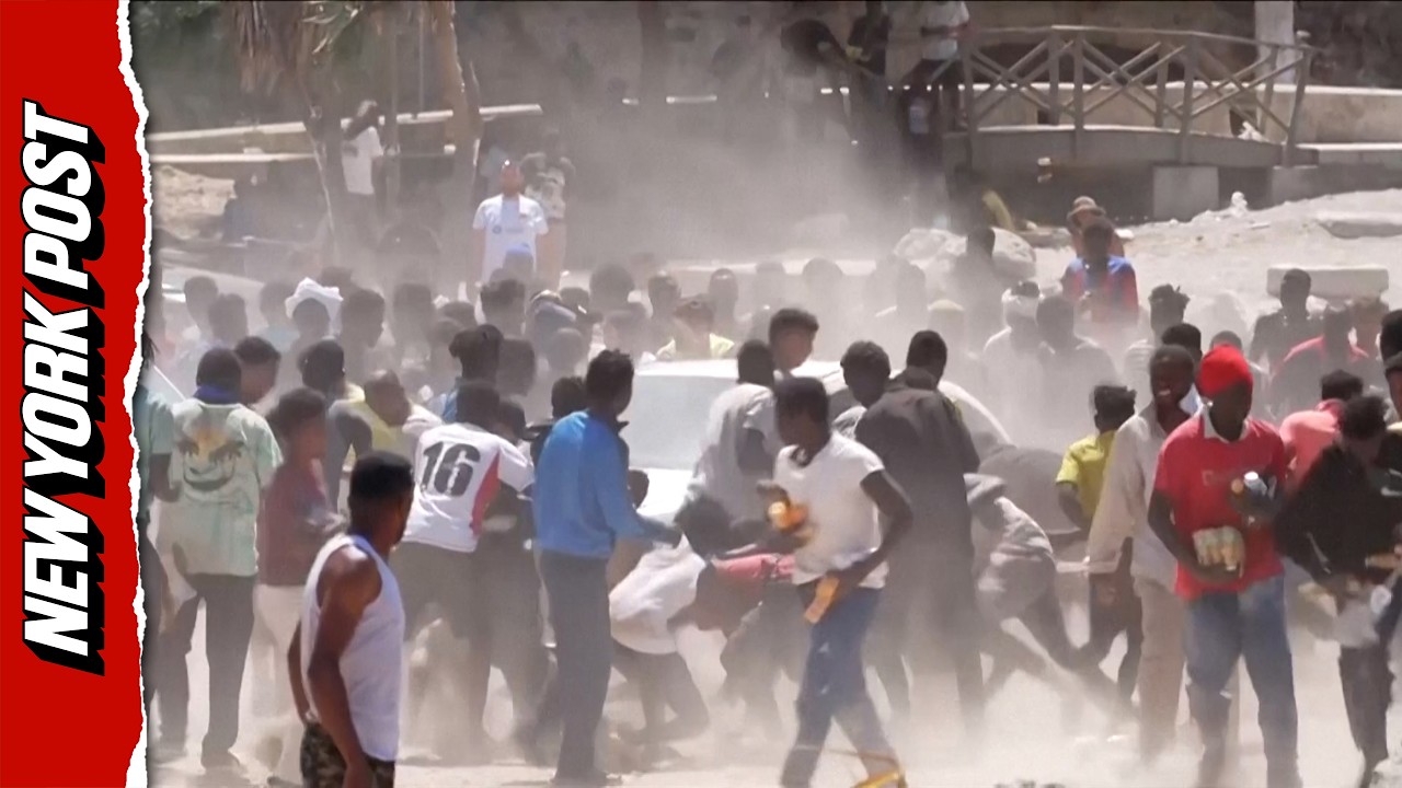 Disorderly Scenes as Migrants Scramble for Supplies in Ceuta