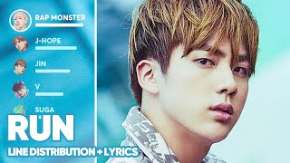 BTS - Run (Line Distribution + Lyrics Color Coded) PATREON REQUESTED Resimi