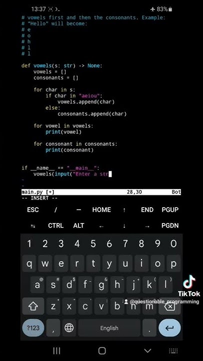 Print vowels in Python - YouTube