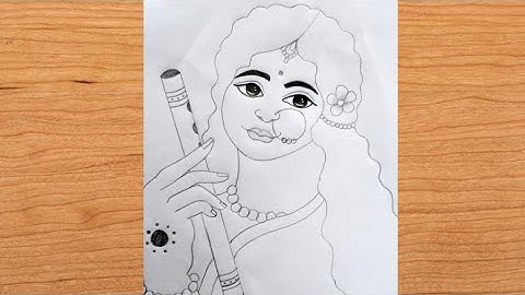 How To Draw Radha Rani Face - Outline Drawing, step by step | radha face drawing | radha drawing 