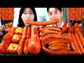 ASMR MUKBANG| 직접 만든 불닭쌈 양념치킨 소세지 먹방 &amp; 레시피 FRIED SAUSAGES AND FIRE NOODLES EATING