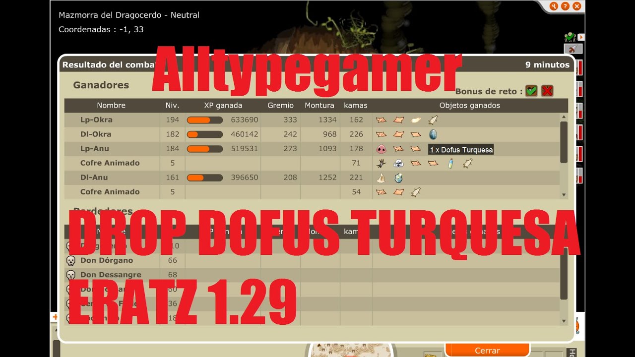 Drop Dofus Turquesa (Turquoise) en vivo | Eratz Dofus 1.29