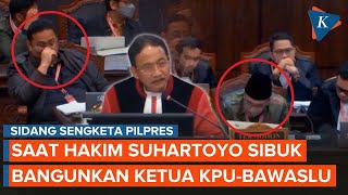 "Sibuknya" Ketua MK Bangunkan Ketua KPU dan Bawaslu yang Tertidur di Sidang Sengketa Pilpres 2024