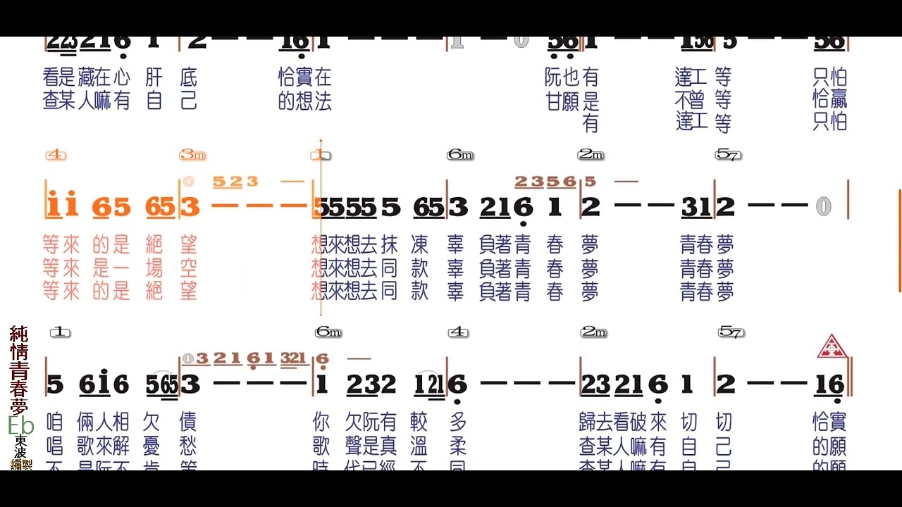 純情青春夢-Eb『伴奏』動態簡譜