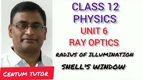 CLASS 12/+2/PHYSICS /UNIT 6/ RAY OPTICS / Radius of Illumination/SNELL