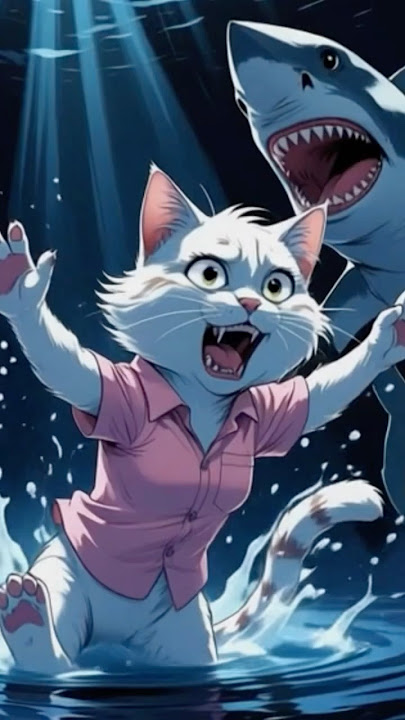 Will the Cat Escape the Shark?😯🦈#aianimation#catslife#aicats#viralshort#trendingshorts#foryou