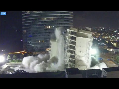 Remaining structure at Champlain Towers South collapse site comes down in controlled demolition
