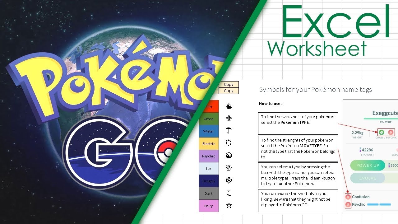 Symbol Name Generator For Pokemon Go Excel Sheet Spreadsheet Download Youtube