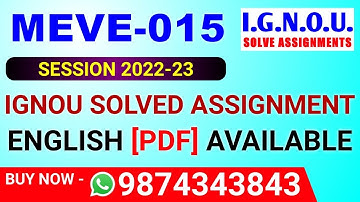 MEVE-15 Solved Assignment 2022-23 in English, MEVE 15 Solved Assignment 2023, MEVE 15 Assignment