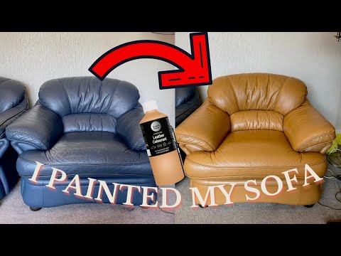 PAINTING MY LEATHER SOFA / DIY LEATHER SOFA MAKEOVER / SCRATCH DOCTOR  LEATHER PAINT 