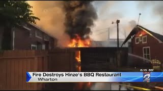 Fire tears through Hinze's BBQ restaurant in Wharton