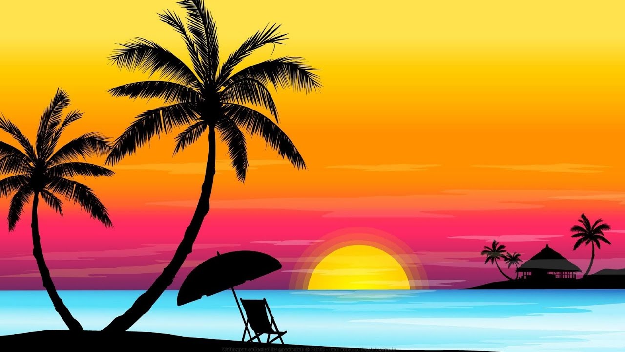 palm tree sunset coloring pages - photo #35
