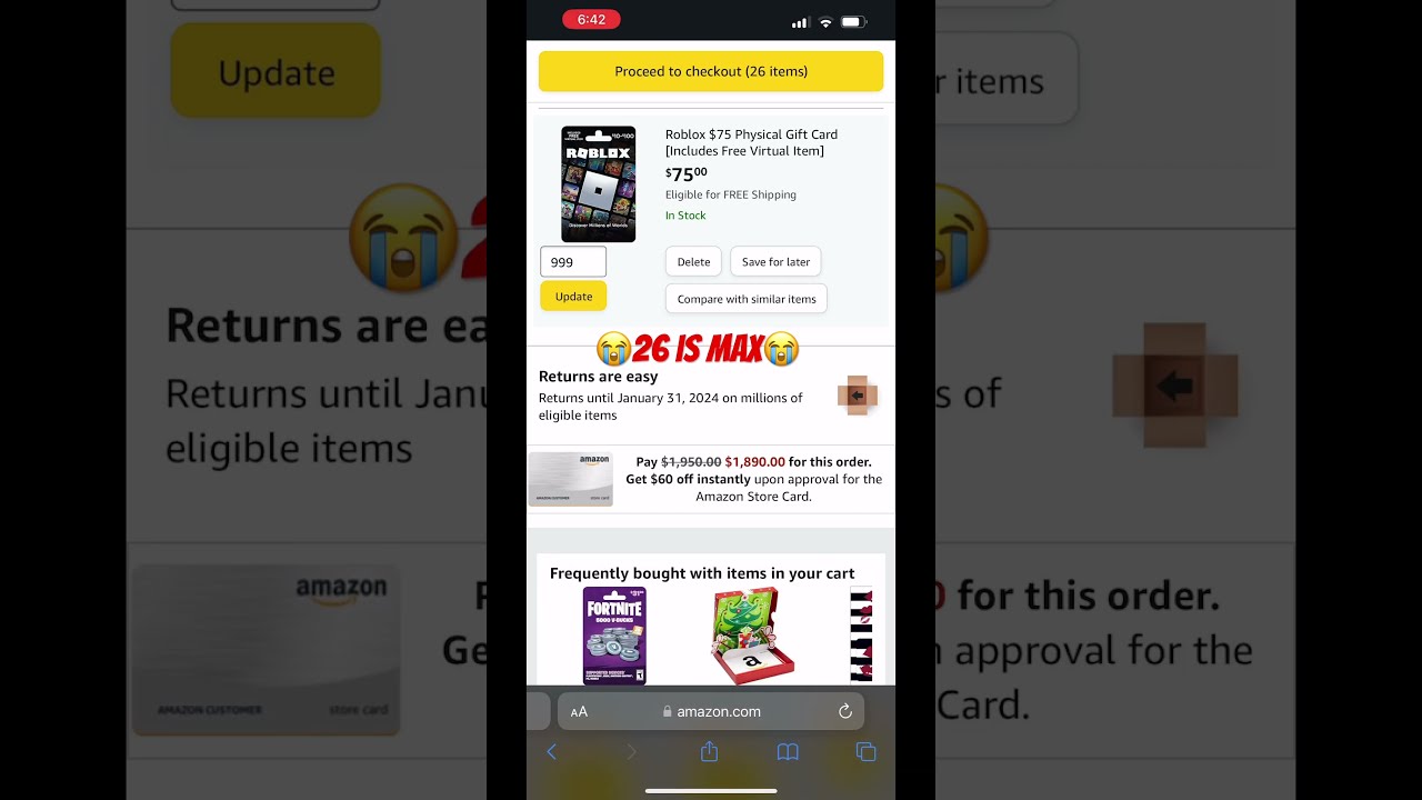 I M Ordering 999 Roblox Gift Cards From Amazon Robux Giftcard