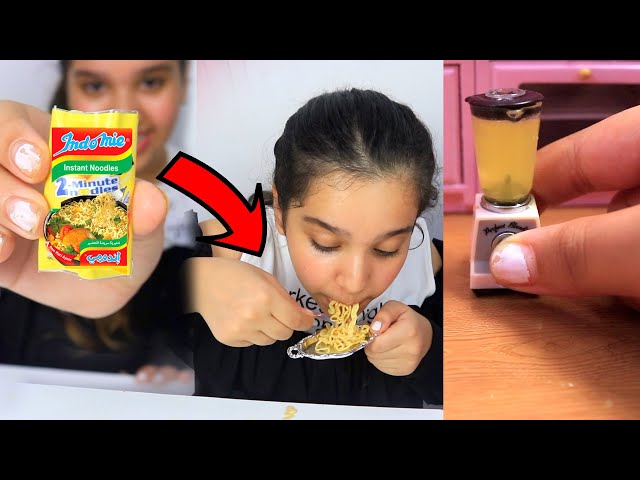 شفا أكلت أصغر نودلز في العالم !!! smallest noodles in world class=