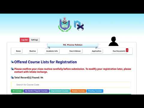 Course Registration Process- Step by Step