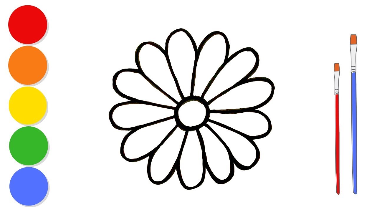 Glitter Rainbow Flower coloring and drawing for kids and toddlers