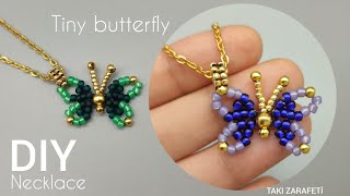 Trend Kelebek kolye yapımı // DIY butterfly Necklace. Beaded butterfly.
