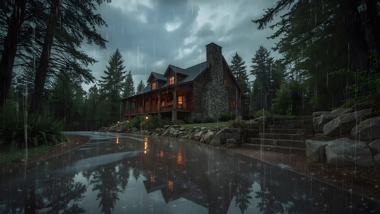 Rainy Night Ambience at a Secluded Forest Lodge | Deep, Peaceful Sleep