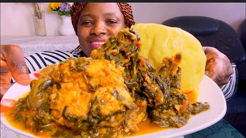 Asmr mukbang chicken meats +vegetable soup with Fufu bang/eating time/eating show