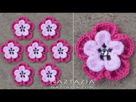 HOW to CROCHET a WILD FLOWER - Pink Flowers Flor Flores by
