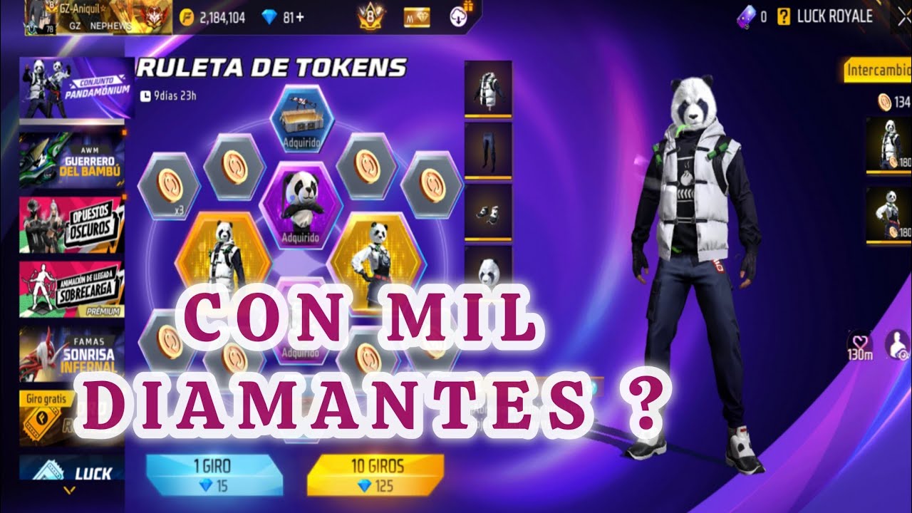 SACANDO LA RULETA DE TOKENS CONJUNTO PANDAMONIUM FREE FIRE!