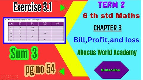 6th std maths Term 2 chapter 3 Bill Profit and Loss Exercise 3.1 sum 3 pgno 54