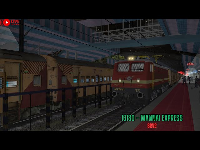 16180 - MANNAI EXPRESS IN DELTA NIGHT 🌘⭐😍 || MANNAI EXPRESS || WAP-4 ||SR ROUTE|| #msts #openrails class=