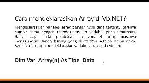 Array di Visual Basic 2010 - Bagian 1