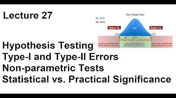 Lec 27: Hypothesis testing, type I & type II error, resampling, statistical vs.  practical relevance