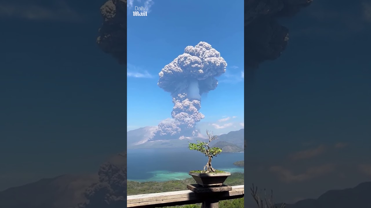 Mount Lewotobi volcano erupts sending ash towering over nearby homes