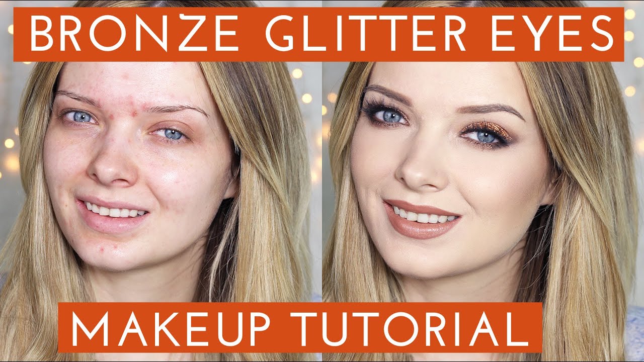 Acne Coverage // Bronze Glitter Smokey Eye Makeup Tutorial // MyPaleSkin apply makeup in order