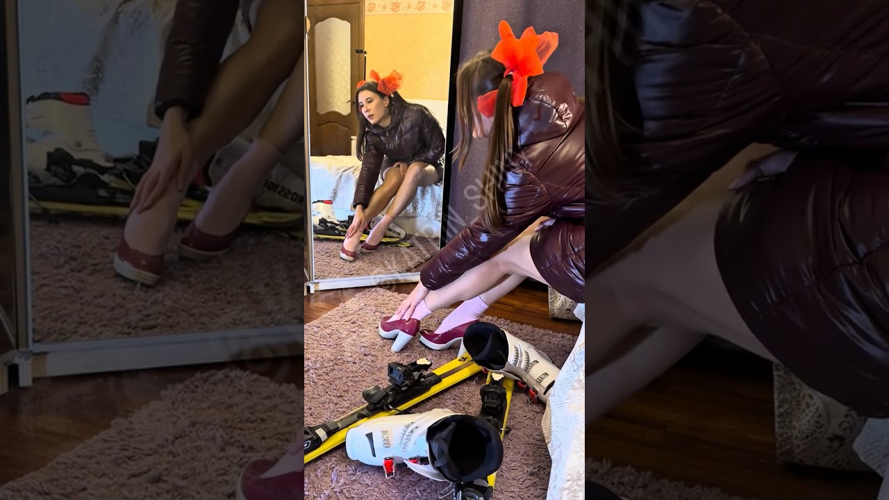 Hübshe glanznylon shiny nylon Lady in puffy skiwear daunenjacke puffer jacket