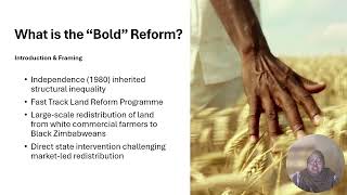 Zimbabwe Land Reform as a Bold Social Policy Reform