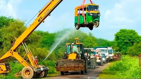 Jcb 3dx loading Mud in TATA Tippers Auto Tractors Swaraj 855 New Holland 3630 Tractor newjcb truck