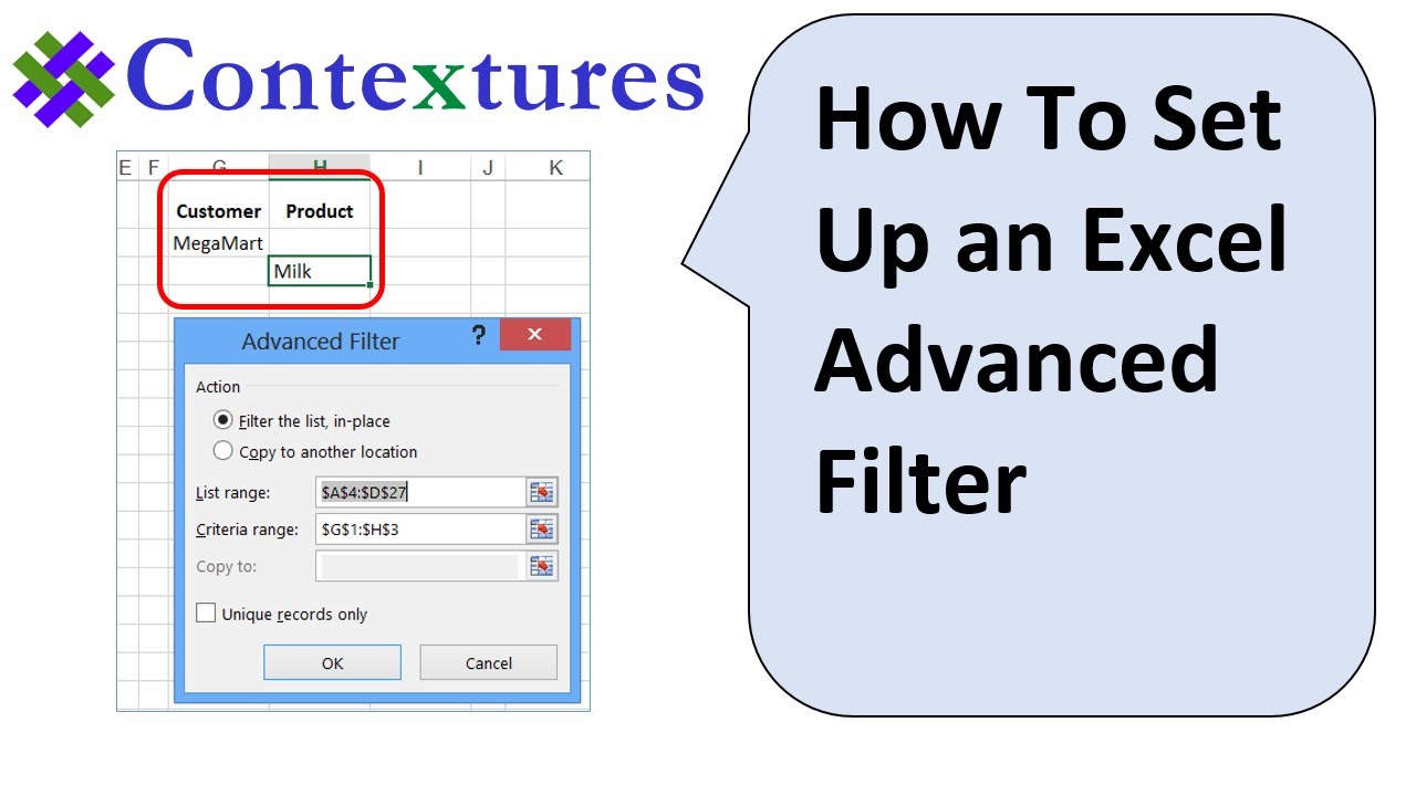 how-to-set-up-an-excel-advanced-filter-youtube