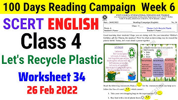 Class 4 Worksheet 34 English Week 6 (26/2/22) || Class 4 English Week 6 Activity sheet 34