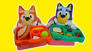 BLUEY and BINGO  packing lunchbox for school Morning Routine feeding and changing