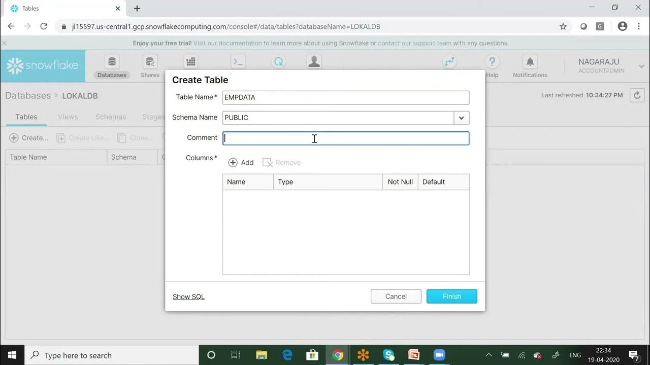 How to create a Database and Table in Snowflake 4 YouTube