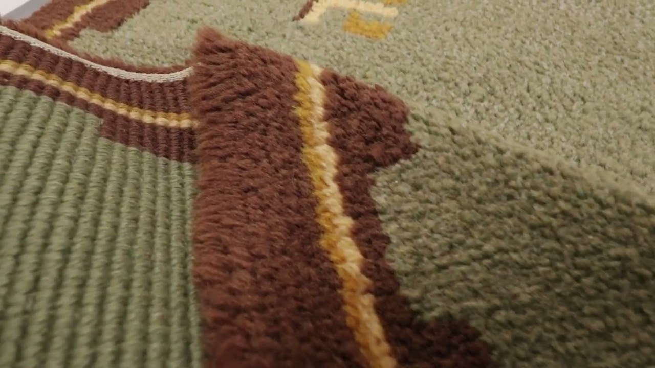 Signed Vintage Swedish Rya Rug, Light Green with Geometric Pattern - Rug & Kilim -34788