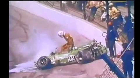 Gordon Johncock Crashes Into Mel Kenyon 1971 Indy ...