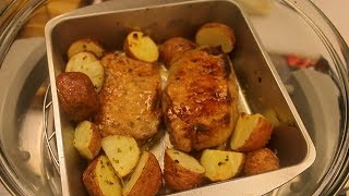 Air fryer Pork Chops and Potatoes - pork chop recipe - how to cook pork - cooking channel - airfryer