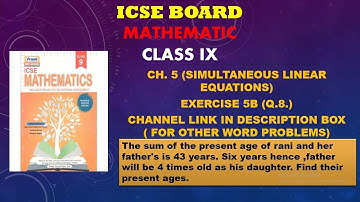 #icse Class 9 ICSE Simultaneous Linear Equations ClassIX Exercise 5 B Frank Emu Q.5.