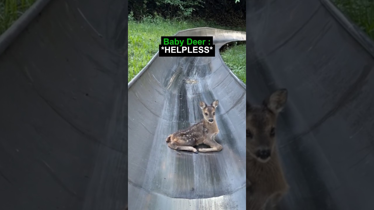 This Baby Deer Got Stuck On A Slide 😳(@air_rejza)