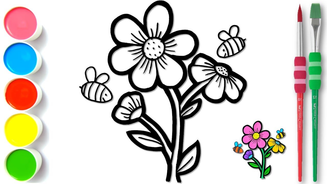 Drawing colorful flower | Painting, Drawing, Coloring Tips for Toddlers ...
