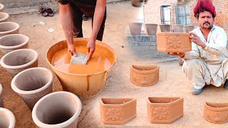 Slip Casting a Wall Hanging Clay Planter | Potter Making Clay Flower Pots With Amazing Technique .