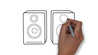 طريقة رسم سماعات كبيرة (مكبرات الصوت)  How to draw big speakers step by step