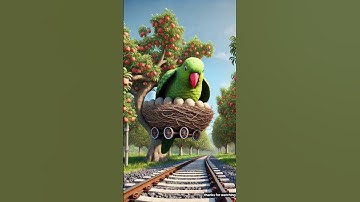 Big parrot looks like an apple tree on the railway track #ai #parrot #tree #train #parrot
